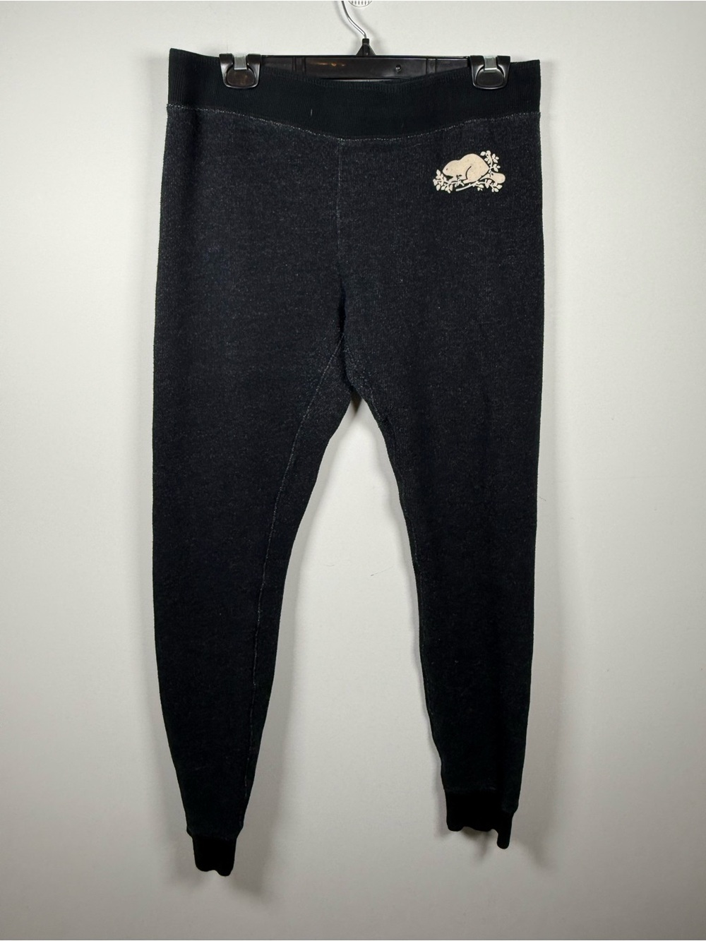 💙ROOTS | Beaver Logo Salt & Pepper Cuffed Sweatpants Size M